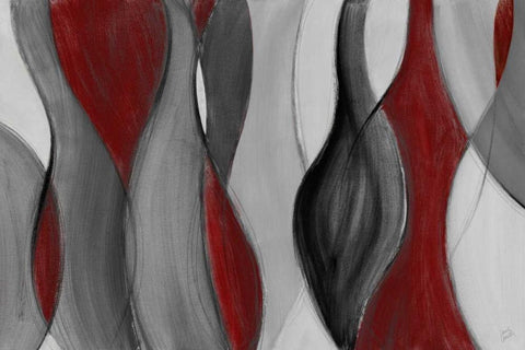 Coalescence - red gray black White Modern Wood Framed Art Print with Double Matting by Loreth, Lanie