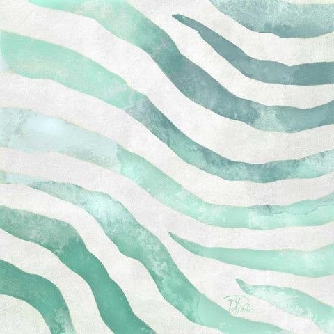 Watercolor Teal Zebra II Black Modern Wood Framed Art Print by Pinto, Patricia