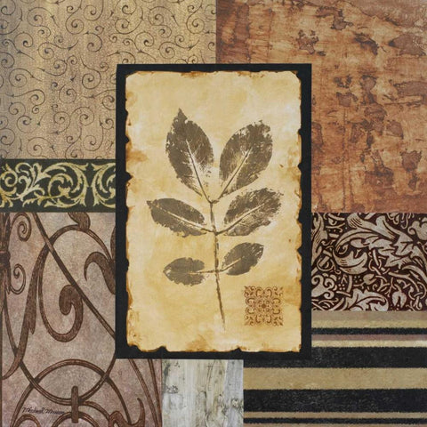 September Leaves White Modern Wood Framed Art Print with Double Matting by Marcon, Michael