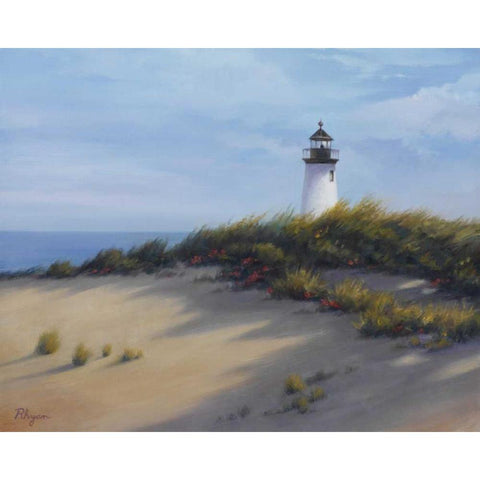 Lighthouse on the Shore White Modern Wood Framed Art Print by Rhyan, Vivien