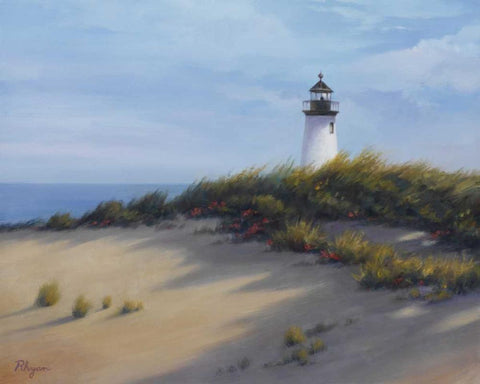 Lighthouse on the Shore White Modern Wood Framed Art Print with Double Matting by Rhyan, Vivien