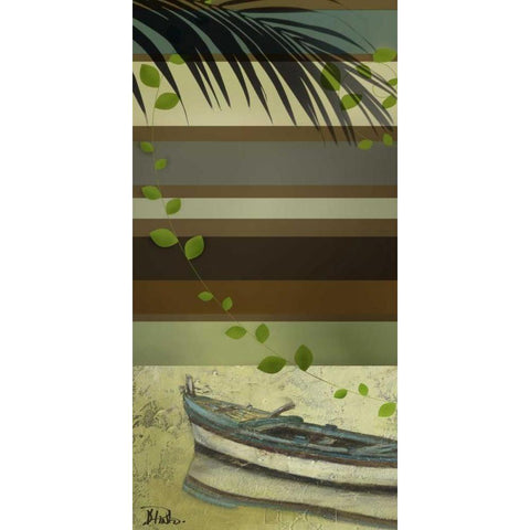 Boat and Stripes I Black Modern Wood Framed Art Print with Double Matting by Pinto, Patricia