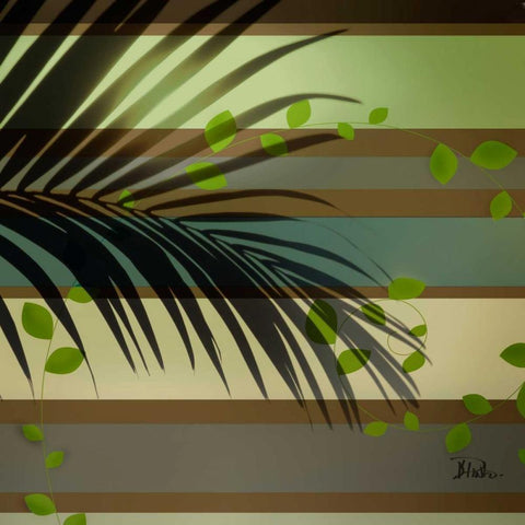 Palm and Stripes I Black Modern Wood Framed Art Print by Pinto, Patricia