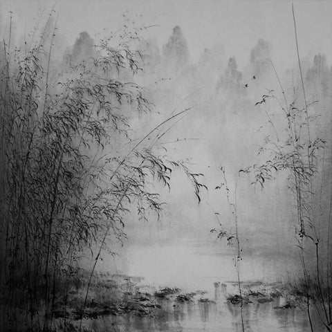 Bamboo River I Gold Ornate Wood Framed Art Print with Double Matting by Urban Pearl Collection, Llc