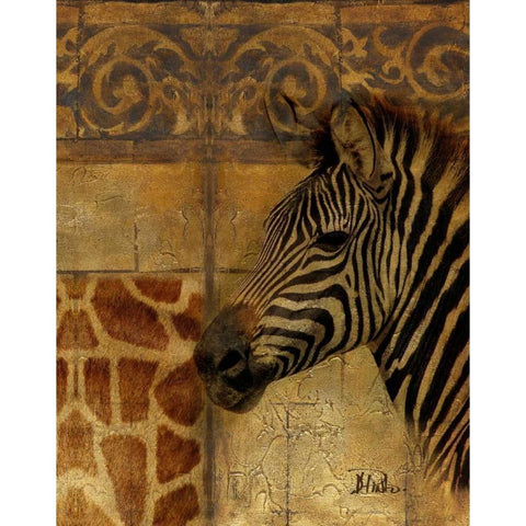 Elegant Safari I - Zebra Black Modern Wood Framed Art Print with Double Matting by Pinto, Patricia