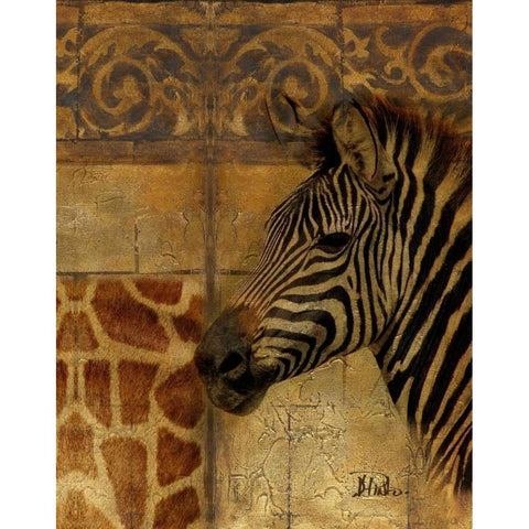 Elegant Safari I-Zebra Gold Ornate Wood Framed Art Print with Double Matting by Pinto, Patricia