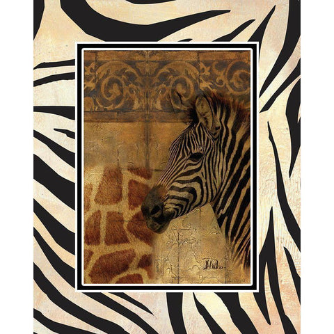 Elegant Safari with Border I (Zebra) White Modern Wood Framed Art Print by Pinto, Patricia