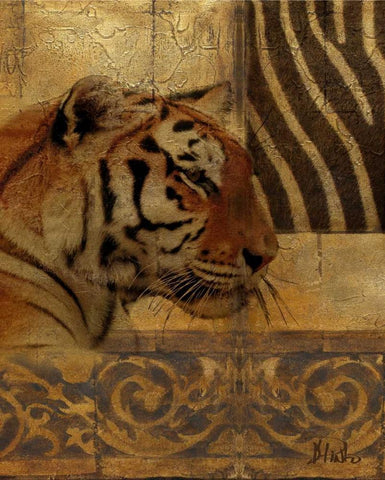 Elegant Safari II-Tiger Black Ornate Wood Framed Art Print with Double Matting by Pinto, Patricia