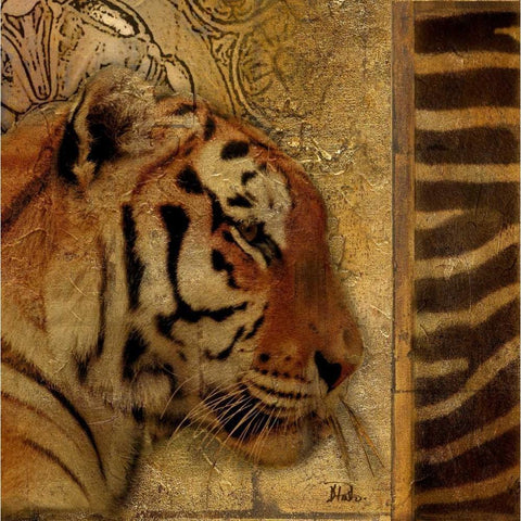 Elegant Safari II - Tiger Black Modern Wood Framed Art Print with Double Matting by Pinto, Patricia