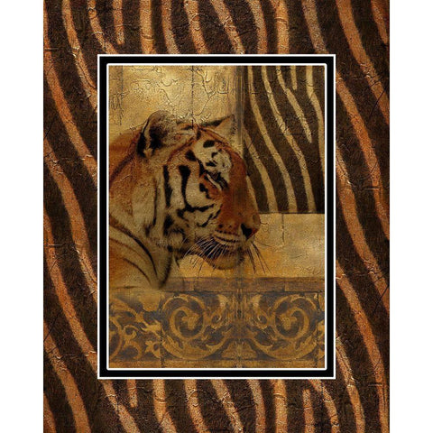Elegant Safari with Border II (Tiger) Gold Ornate Wood Framed Art Print with Double Matting by Pinto, Patricia