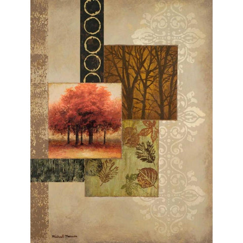 Red Trees Black Modern Wood Framed Art Print with Double Matting by Marcon, Michael