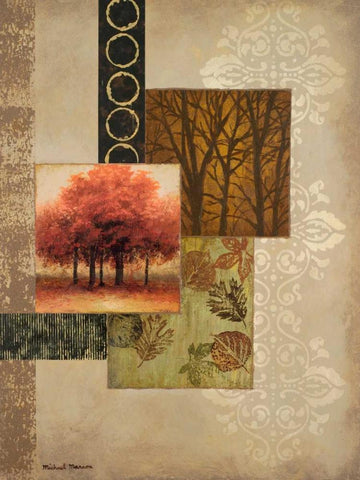 Red Trees White Modern Wood Framed Art Print with Double Matting by Marcon, Michael