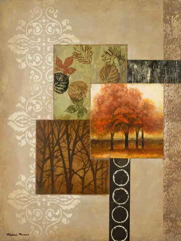 Orange Trees White Modern Wood Framed Art Print with Double Matting by Marcon, Michael