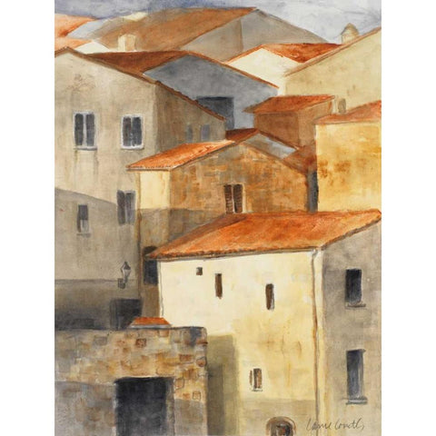 Village of Pitiglione II Gold Ornate Wood Framed Art Print with Double Matting by Loreth, Lanie