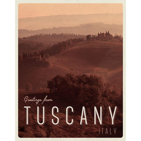 Greetings from Tuscany White Modern Wood Framed Art Print by Lake, Shelley