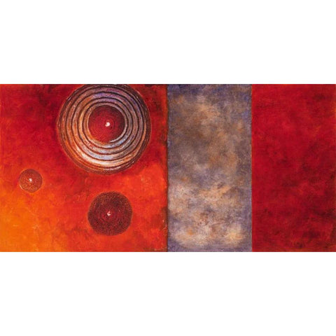 Red Spirals II Black Modern Wood Framed Art Print with Double Matting by Loreth, Lanie