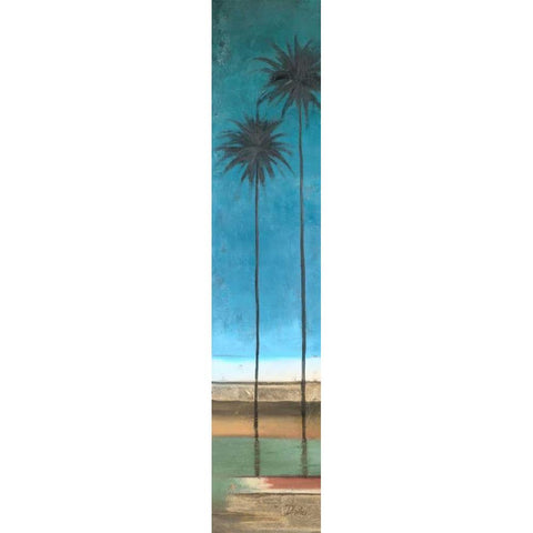 Thin Palms I - In Coastal Colors Black Modern Wood Framed Art Print with Double Matting by Pinto, Patricia