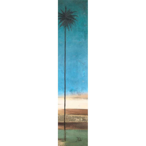 Thin Palms II - In Coastal Colors Black Modern Wood Framed Art Print with Double Matting by Pinto, Patricia