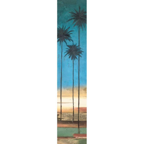 Thin Palms III - In Coastal Colors White Modern Wood Framed Art Print by Pinto, Patricia