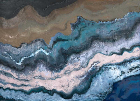 Blue Tierra White Modern Wood Framed Art Print with Double Matting by Pinto, Patricia