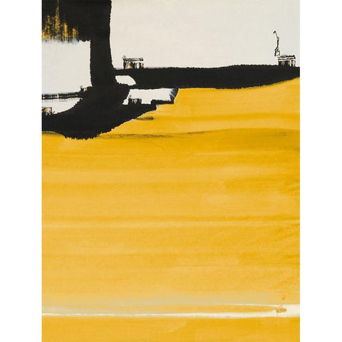 Yellow Abstract Vertical II Black Modern Wood Framed Art Print with Double Matting by Urban Pearl Collection, Llc