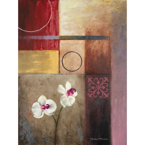 Flowers and Abstract Study I White Modern Wood Framed Art Print by Marcon, Michael