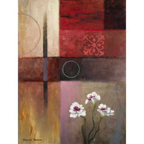 Flowers and Abstract Study II Black Modern Wood Framed Art Print with Double Matting by Marcon, Michael