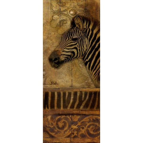 Elegant Safari V (zebra) White Modern Wood Framed Art Print by Pinto, Patricia