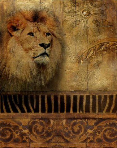 Elegant Safari IV Black Ornate Wood Framed Art Print with Double Matting by Pinto, Patricia