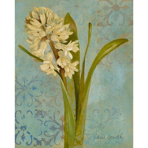 Hyacinth on Teal I Black Modern Wood Framed Art Print with Double Matting by Loreth, Lanie