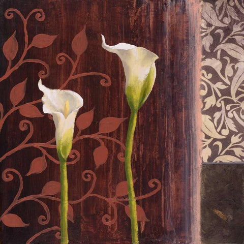 Calla Lilies II White Modern Wood Framed Art Print with Double Matting by Marcon, Michael