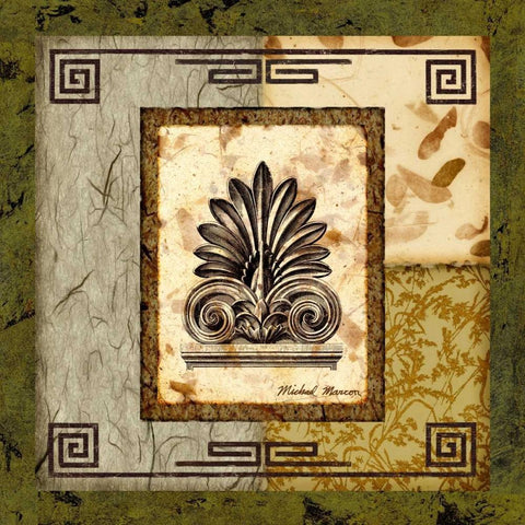 Antefix I White Modern Wood Framed Art Print by Marcon, Michael