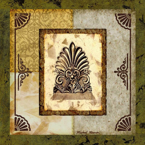 Antefix II Gold Ornate Wood Framed Art Print with Double Matting by Marcon, Michael