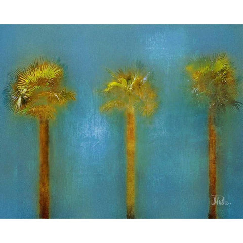 Three Palms I Black Modern Wood Framed Art Print with Double Matting by Pinto, Patricia