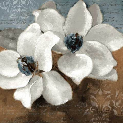 White Magnolias II Black Modern Wood Framed Art Print with Double Matting by Loreth, Lanie