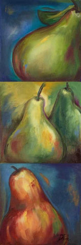 Pears 3 in 1 I White Modern Wood Framed Art Print with Double Matting by Pinto, Patricia