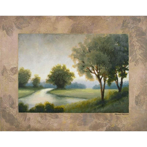 Green Land II White Modern Wood Framed Art Print by Marcon, Michael