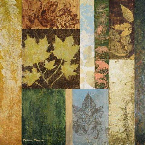 August Leaves II White Modern Wood Framed Art Print by Marcon, Michael