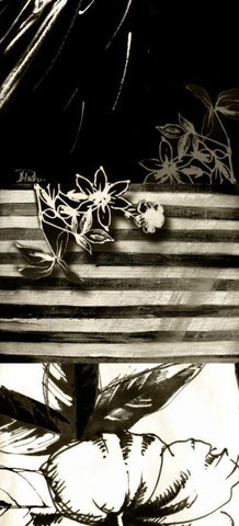 Black and White Leaves I White Modern Wood Framed Art Print with Double Matting by Pinto, Patricia