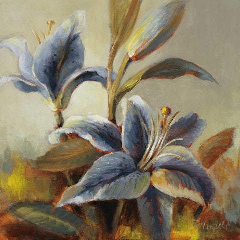 Lilies After the Rain Black Modern Wood Framed Art Print with Double Matting by Loreth, Lanie