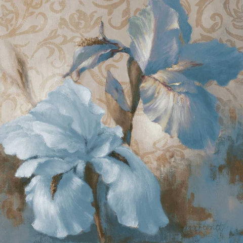 Soft Blue Blooms I White Modern Wood Framed Art Print by Loreth, Lanie