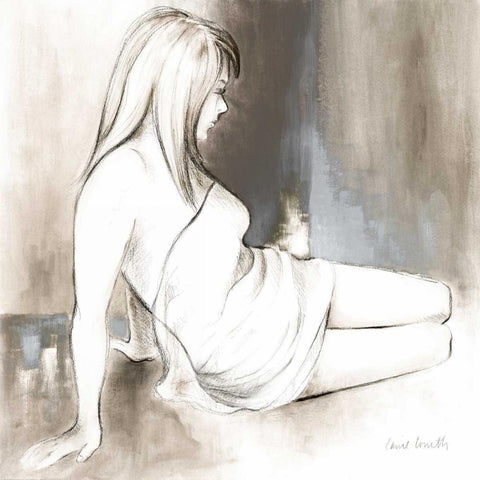 Sketched Waking Woman II White Modern Wood Framed Art Print with Double Matting by Loreth, Lanie