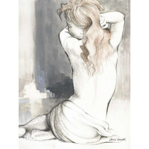 Sketched Waking Woman I Black Modern Wood Framed Art Print with Double Matting by Loreth, Lanie