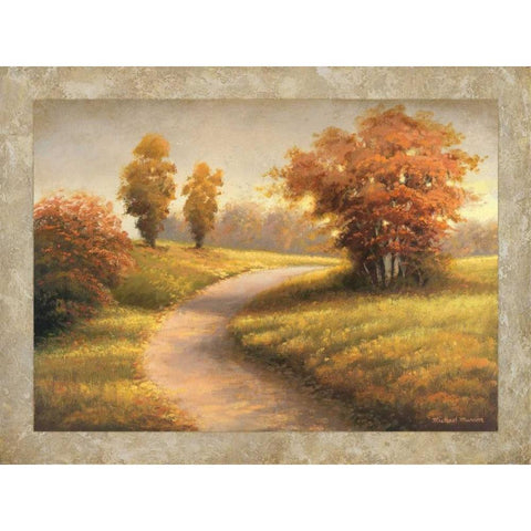 Autumn Lane II White Modern Wood Framed Art Print by Marcon, Michael