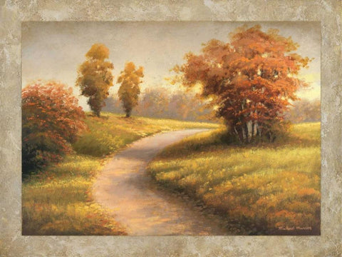 Autumn Lane II Black Ornate Wood Framed Art Print with Double Matting by Marcon, Michael