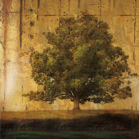 Aged Tree I Gold Ornate Wood Framed Art Print with Double Matting by Pinto, Patricia