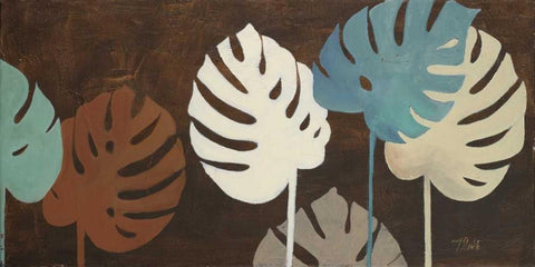 My Fashion Leaves I White Modern Wood Framed Art Print with Double Matting by Pinto, Patricia