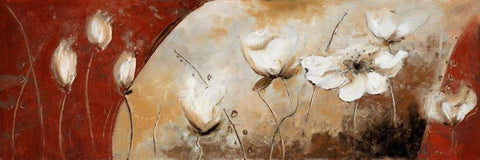 Red Magic Garden II White Modern Wood Framed Art Print with Double Matting by Pinto, Patricia