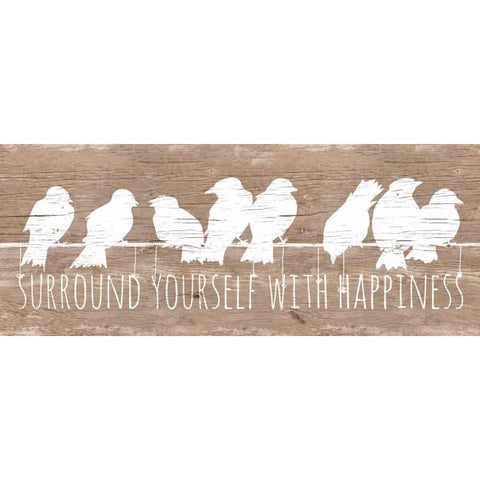 Surround with Happiness Black Modern Wood Framed Art Print with Double Matting by Pinto, Patricia