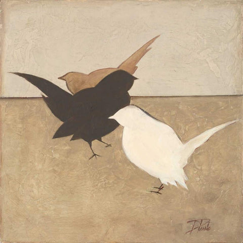 Birdies I White Modern Wood Framed Art Print with Double Matting by Pinto, Patricia
